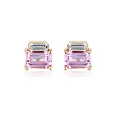 Georgini Emilio White/Ruby CZ Rose Gold 20Mils Earring - Duffs Jewellers