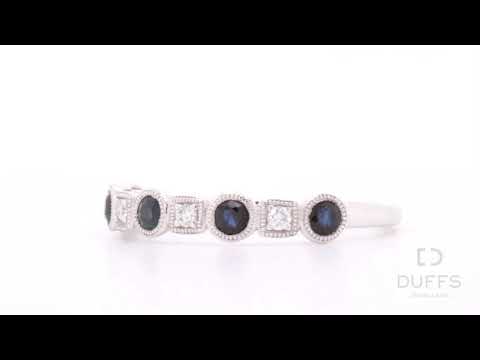 Alternating Diamond and Sapphire ring
